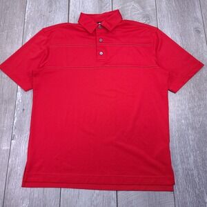 Footjoy Mens Golf Polo Shirt Size Large Red Performance Athletic Short Sleeve